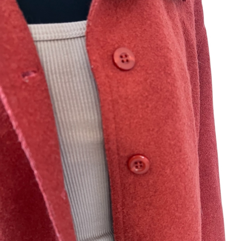 Vintage handmade rust wool felt coat button down M zip pockets - Picture 8 of 12